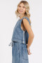 Mittoshop Washed Denim Distressed Detail Crop Tank
