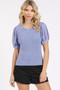 Mittoshop Mineral Wash Puff Sleeve Rib Knit Top