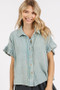 Mittoshop Mineral Washed Button Down Flounce Sleeve Shirt