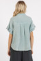 Mittoshop Mineral Washed Button Down Flounce Sleeve Shirt