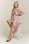 ADORA Printed V-Neck Batwing Sleeve Dress