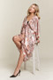 ADORA Printed V-Neck Batwing Sleeve Dress