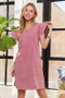ADORA Mineral Washed V-Neck Ruffled Cap Sleeve Dress