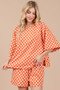 Ces Femme Checkered Round Neck Top and Shorts Set