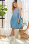 ADORA Decorative Button Sleeveless Babydoll Dress