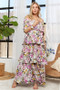 ADORA Layered Floral Off-Shoulder Short Sleeve Maxi Dress