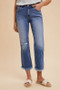 Annie Wear Distressed Raw Hem Straight Leg Cropped Jeans