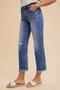 Annie Wear Distressed Raw Hem Straight Leg Cropped Jeans