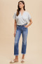 Annie Wear Distressed Raw Hem Straight Leg Cropped Jeans