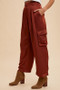 Annie Wear Wide Leg Cargo Satin Pants