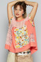 POL Hollow Out Floral Half Sleeve Knit Top