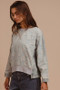 BiBi Mineral Washed Checkered Round Neck Denim Top