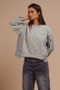 BiBi Mineral Washed Checkered Round Neck Denim Top