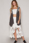 POL Embroidered Pearls Open Front Sleeveless Cardigan