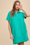 Annie Wear Mineral Washed Johnny Collar Short Sleeve Dress