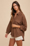 Annie Wear Openwork Button Down Drop Shoulder Shirt