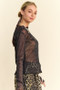 Davi & Dani Glitter Mesh Lettuce Hem Long Sleeve Top
