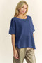 Davi & Dani High-Low Round Neck Knit Top