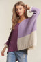 ADORA Side Slit Color Block Long Sleeve Sweater