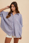 Annie Wear Striped Button Up Half Sleeve Shirt