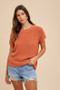 Annie Wear Round Neck Short Sleeve Sweater
