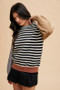 Annie Wear Striped Color Block Round Neck Sweater