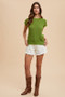 Annie Wear Round Neck Short Sleeve Sweater