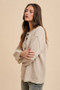 Annie Wear Half Button Ribbed Hem Sweater