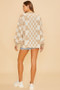 Annie Wear Checkered Open Front Drop Shoulder Cardigan