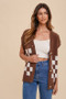 Annie Wear Checkered Button Down Short Sleeve Cardigan