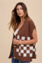 Annie Wear Checkered Button Down Short Sleeve Cardigan