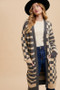 Annie Wear Checkered & Striped Open Front Long Sleeve Cardigan