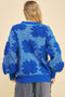 Davi & Dani Flower Texture Round Neck Dropped Shoulder Sweater