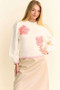 Davi & Dani Flower Patch Fuzzy Mock Neck Sweater