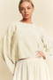Davi & Dani Diamond Cable Pattern Drop Shoulder Sweater