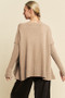 Davi & Dani Ribbed Side Slit V-Neck Sweater