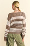 Davi & Dani Contrast Striped Crochet Drop Shoulder Knit Cover Up