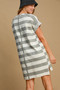 Umgee Peace Applique Striped Short Sleeve Mini Dress