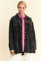 Davi & Dani Washed Corduroy Raw Hem Button Up Jacket