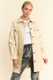 Davi & Dani Faux Leather Button Up Jacket with Chest Pockets