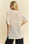 Davi & Dani Side Slit Openwork Round Neck Half Sleeve Knit Cover Up