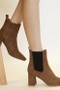 Beast Fashion Faux Suede Block Heel Chelsea Boots with Elastic Side Panel