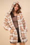 VERY J Fuzzy Plaid Long Sleeve Hooded Jacket