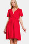 Zenana Surplice Short Sleeve Brushed DTY Dress