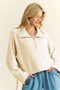 Davi & Dani Drawstring Hem Half Zip Raglan Sleeve Sweatshirt