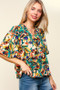 Haptics Full Size Frill Floral Puff Sleeve Peplum Blouse