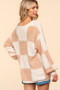 Haptics Full Size Checkered Round Neck Drop Shoulder Sweater