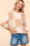 Haptics Full Size Checkered Round Neck Drop Shoulder Sweater