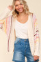 Haptics Full Size Striped Crochet Open Front Cardigan