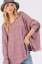 SAGE + FIG Round Neck Batwing Sleeve Oversize Top